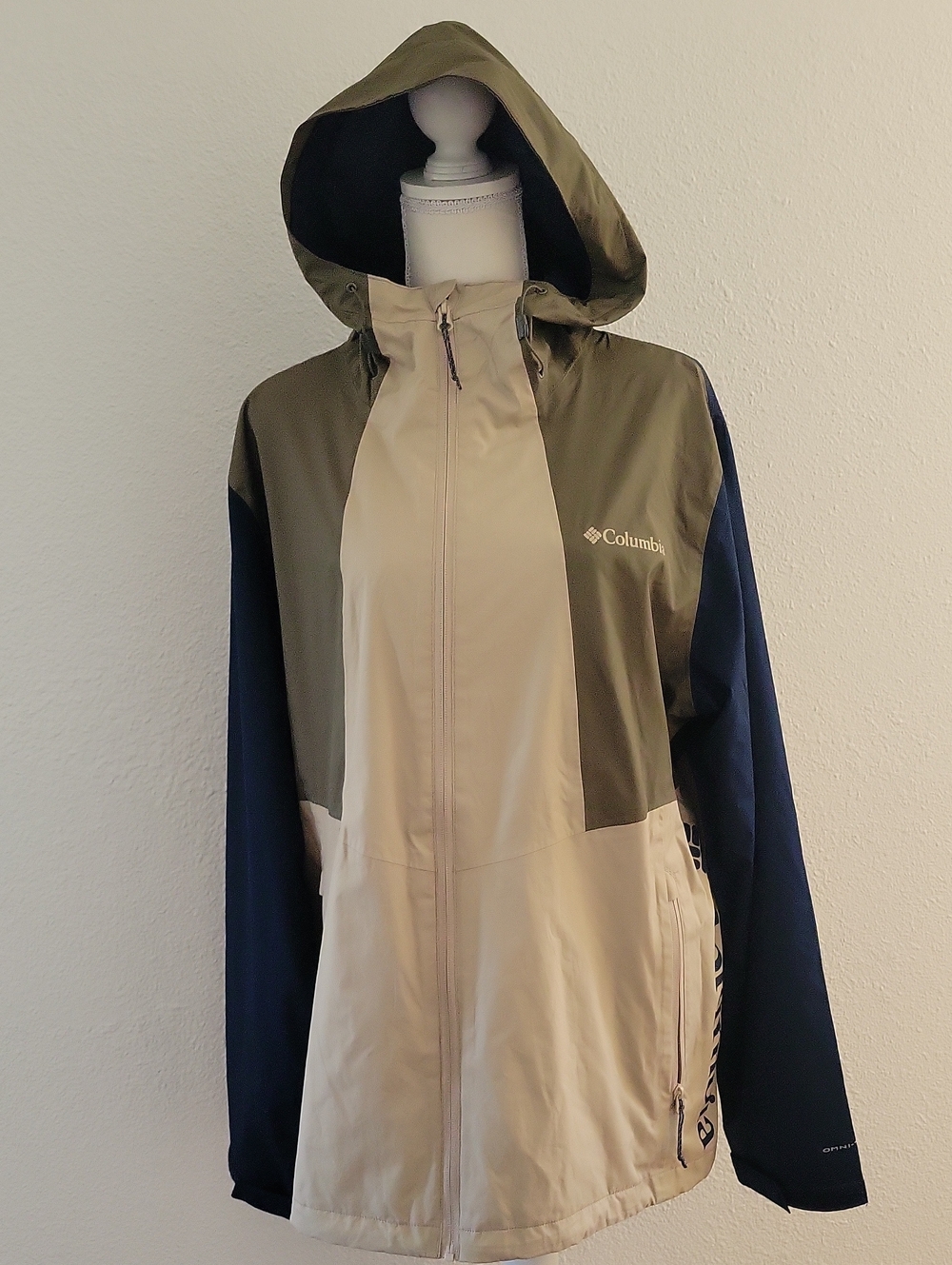 Columbia Hooded 1990's Style Colorblock Packable Jacket Large Omnitech Like New